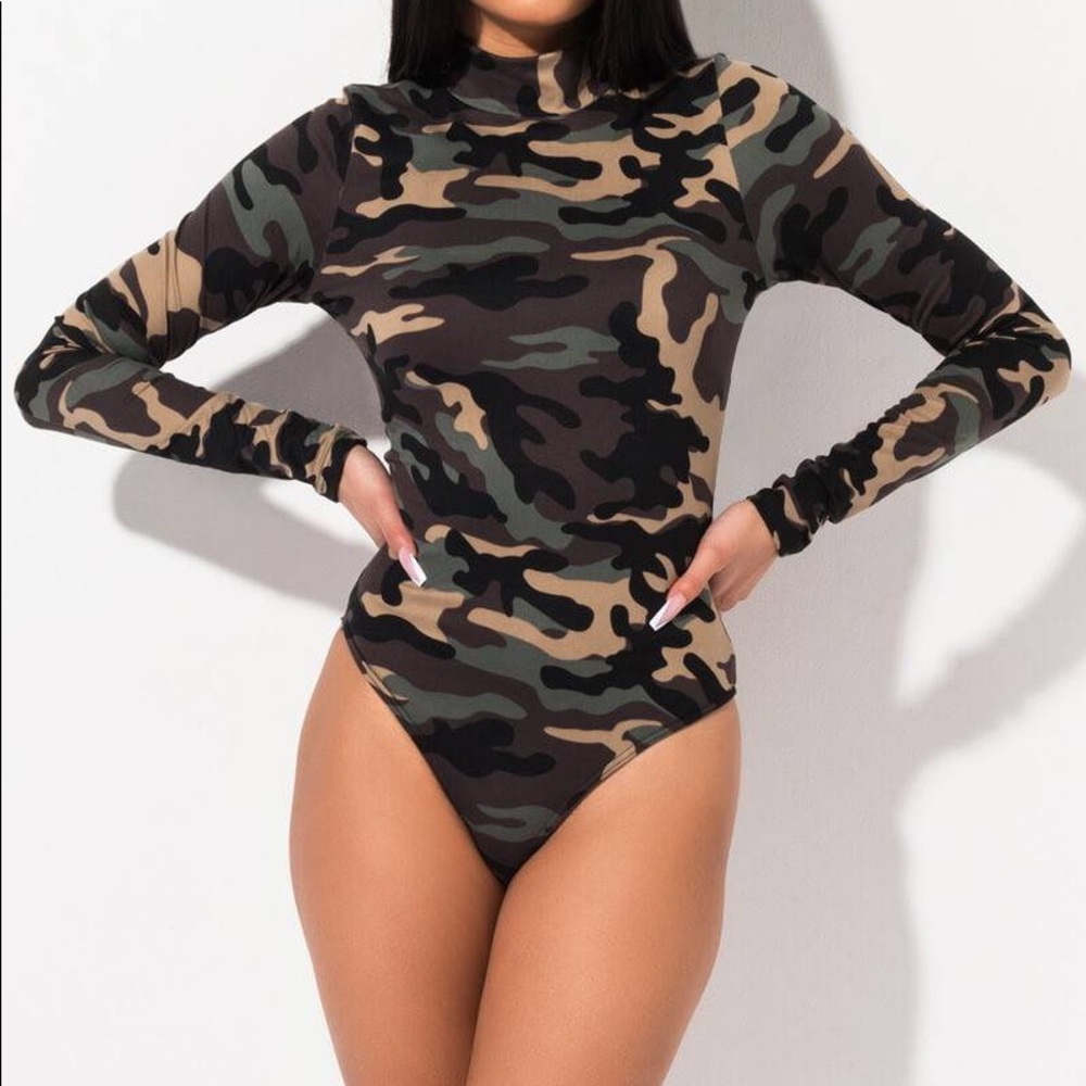 Camo print bodysuit
